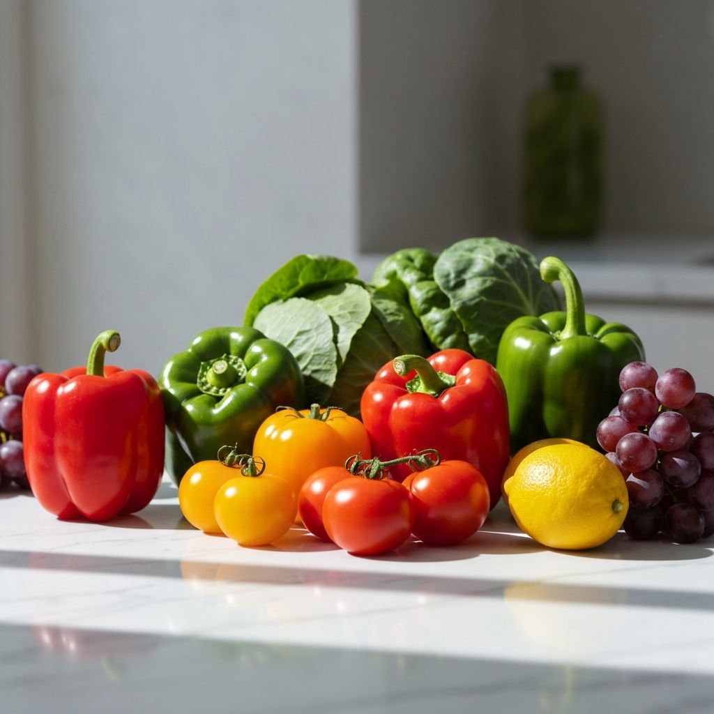 Colorful fresh vegetables and fruits